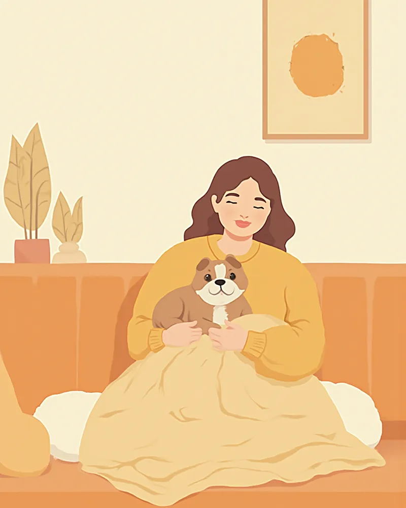 수건으로 강아지 감싸주는 모습