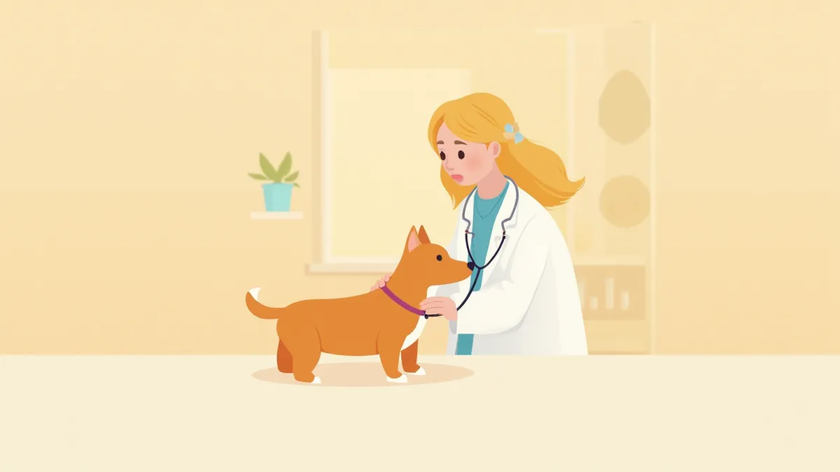 강아지 심장 청진 중인 수의사