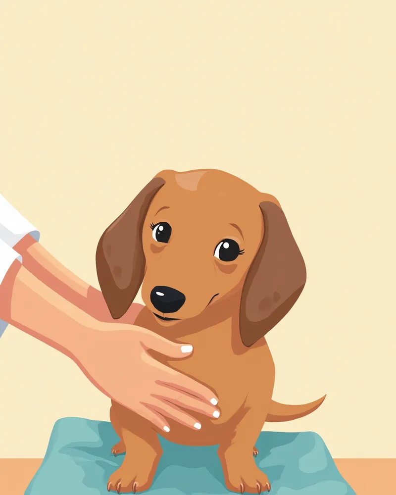 수의사에게 부드럽게 진료받는 노령 강아지