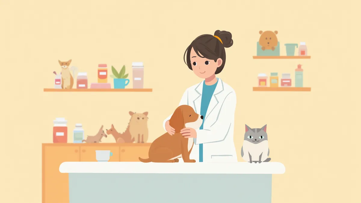 강아지와 고양이 옆에 놓인 위장약 약병