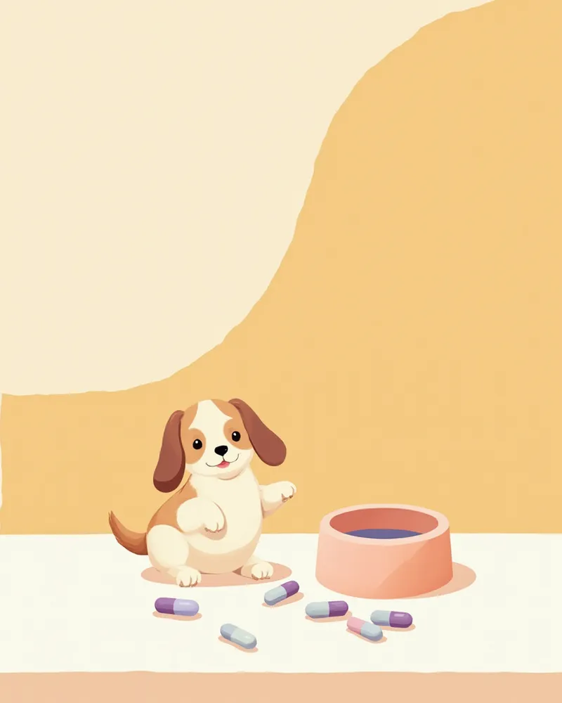 오메프라졸 캡슐과 물 한 그릇