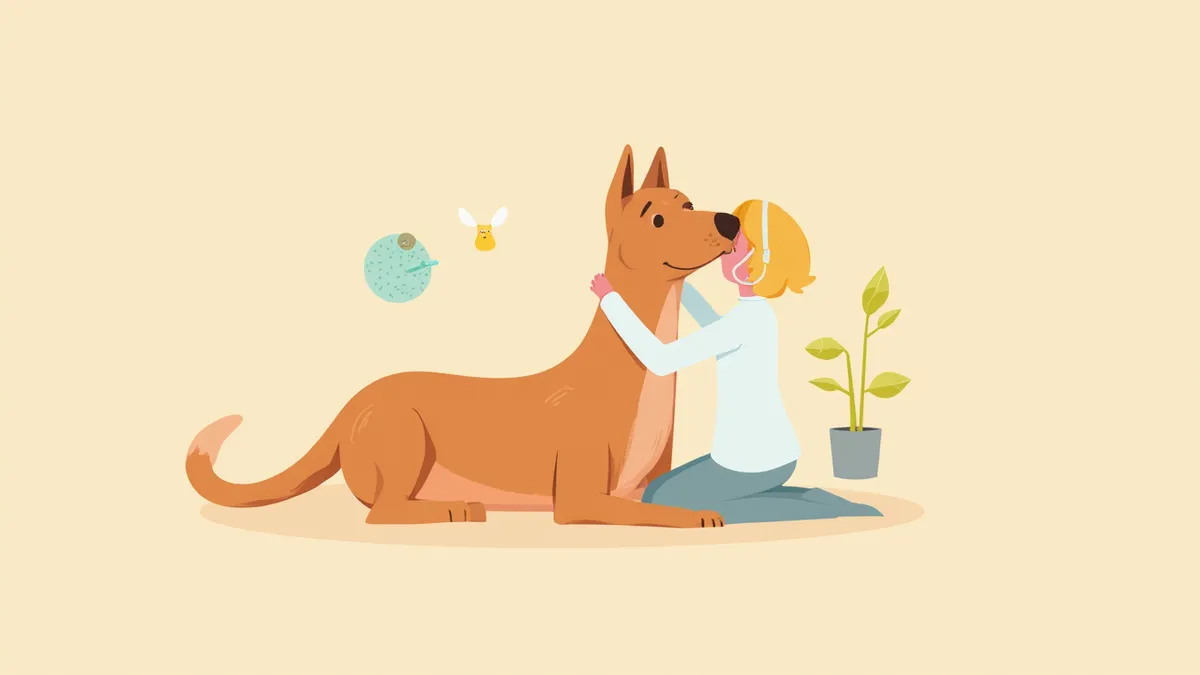 응급실에서 대형견을 진료하는 수의사