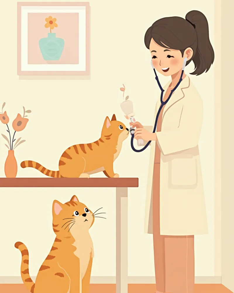 동물병원에서 건강검진을 받는 고령묘