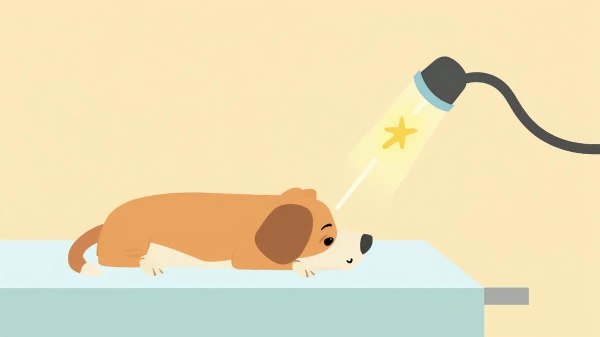 수의사용 내시경 카메라와 마취된 반려견의 모습