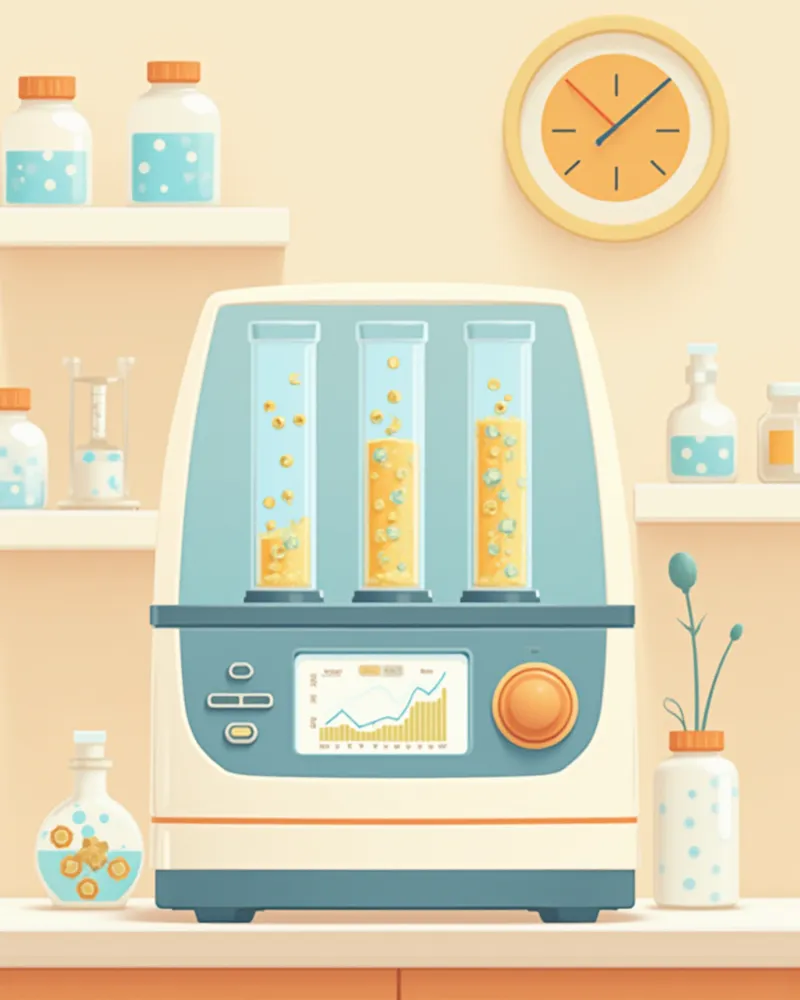 PCR 검사 장비와 유전자 증폭 그래프