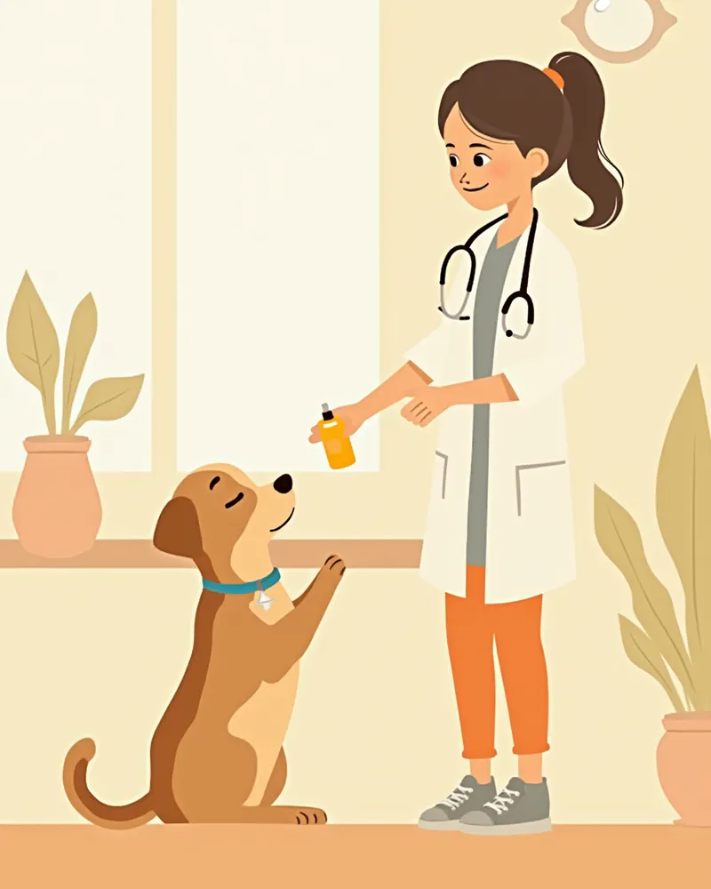 수의사가 강아지를 진료하는 모습