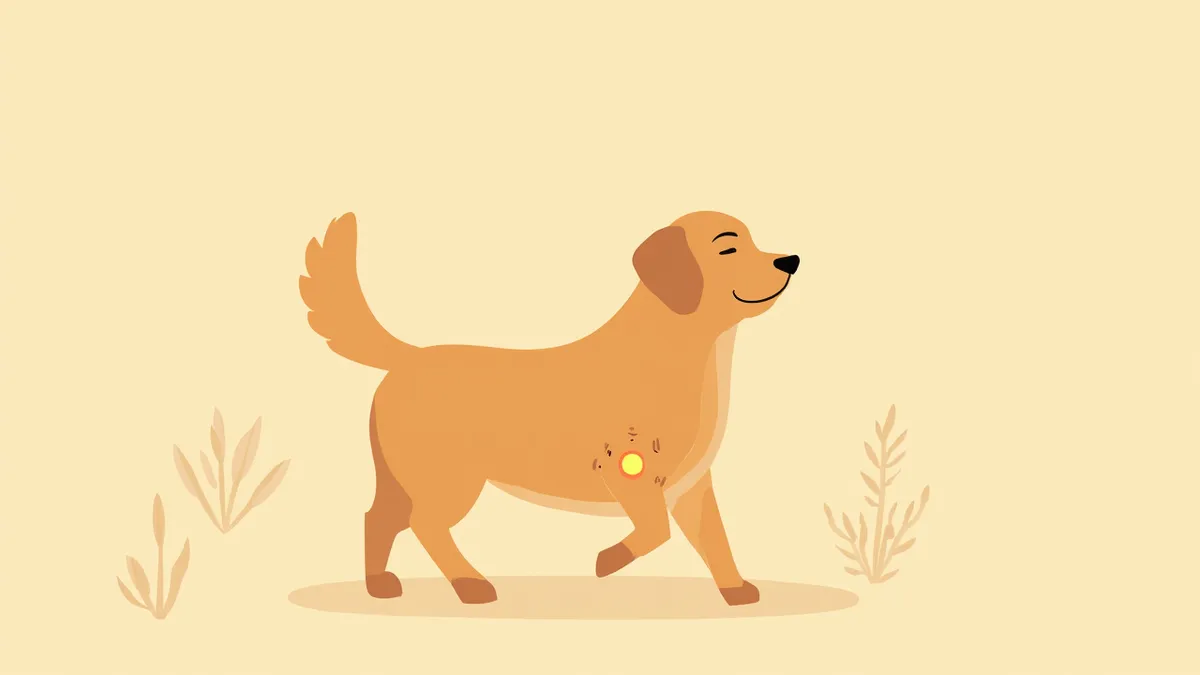 건강하게 산책하는 골든 리트리버와 관절 건강 개념 일러스트