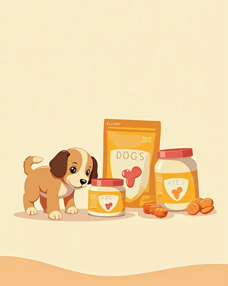 다양한 제형의 강아지 관절 영양제 제품 일러스트