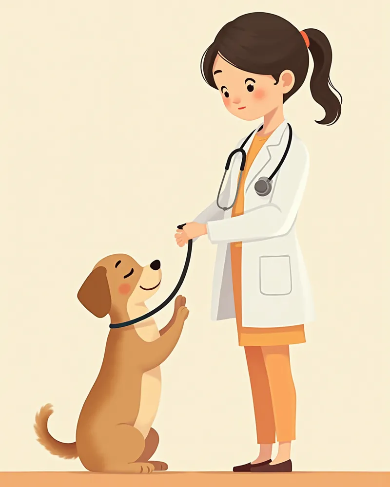 수의사가 강아지를 진료하는 모습