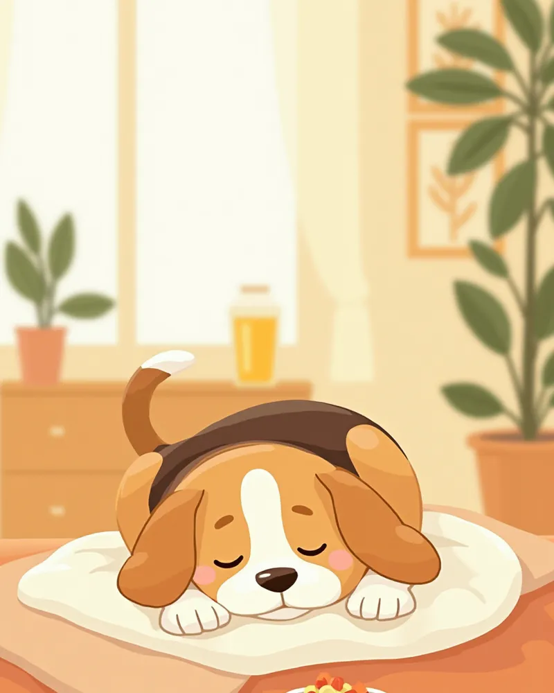 담요 위에서 쉬고 있는 노령 강아지