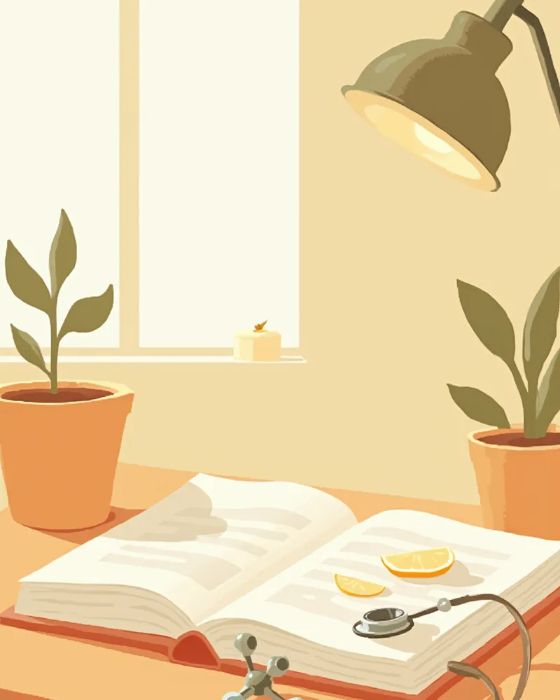 수의학 교과서와 글리신 분자 모형이 함께 놓인 이미지