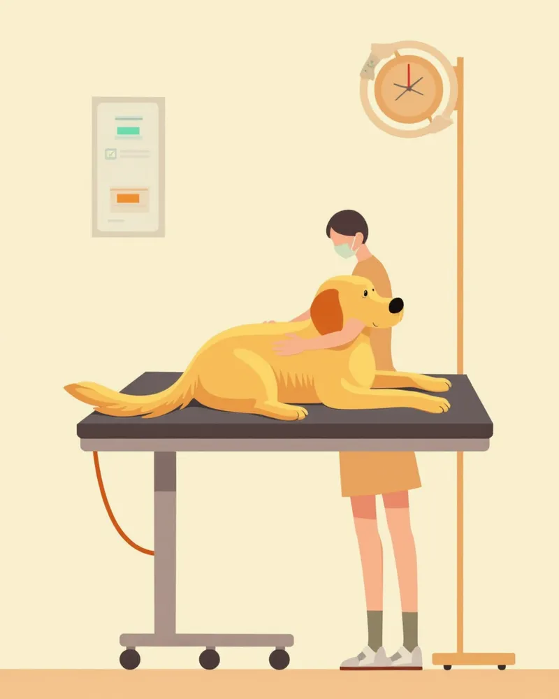 엑스레이 검사 중인 골든 리트리버