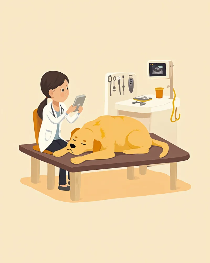초음파 검사를 받는 골든리트리버