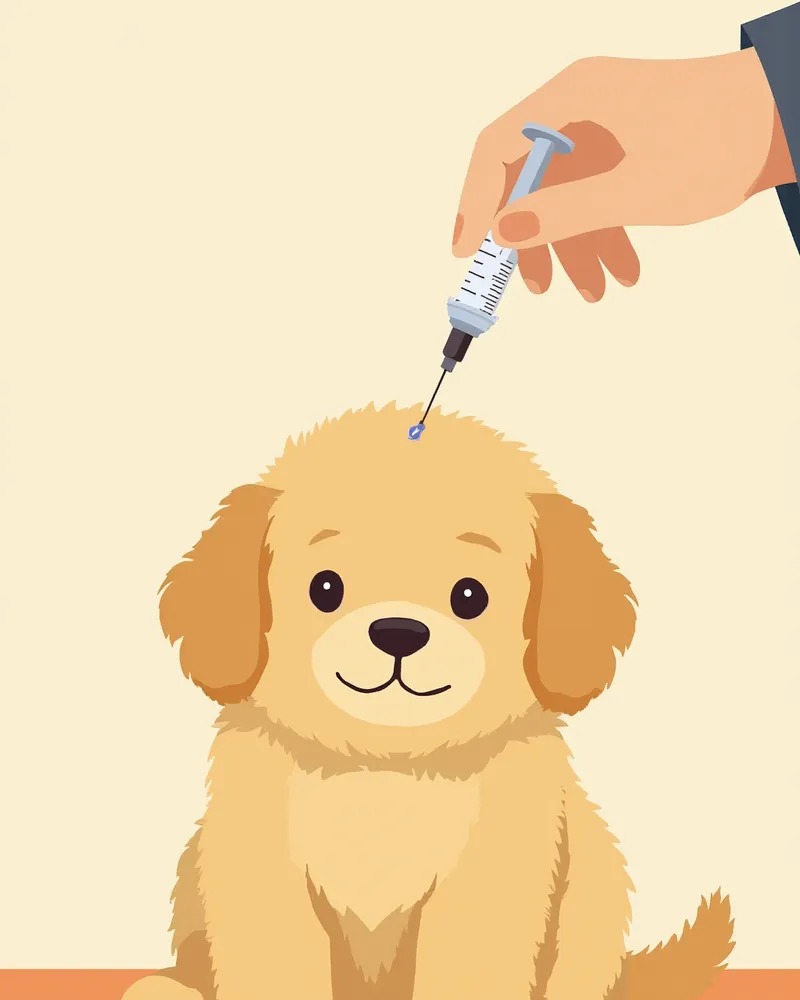 예방접종 받는 골든 리트리버 퍼피
