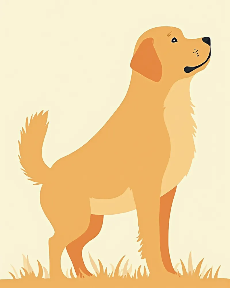 옆모습으로 서 있는 어린 골든 리트리버