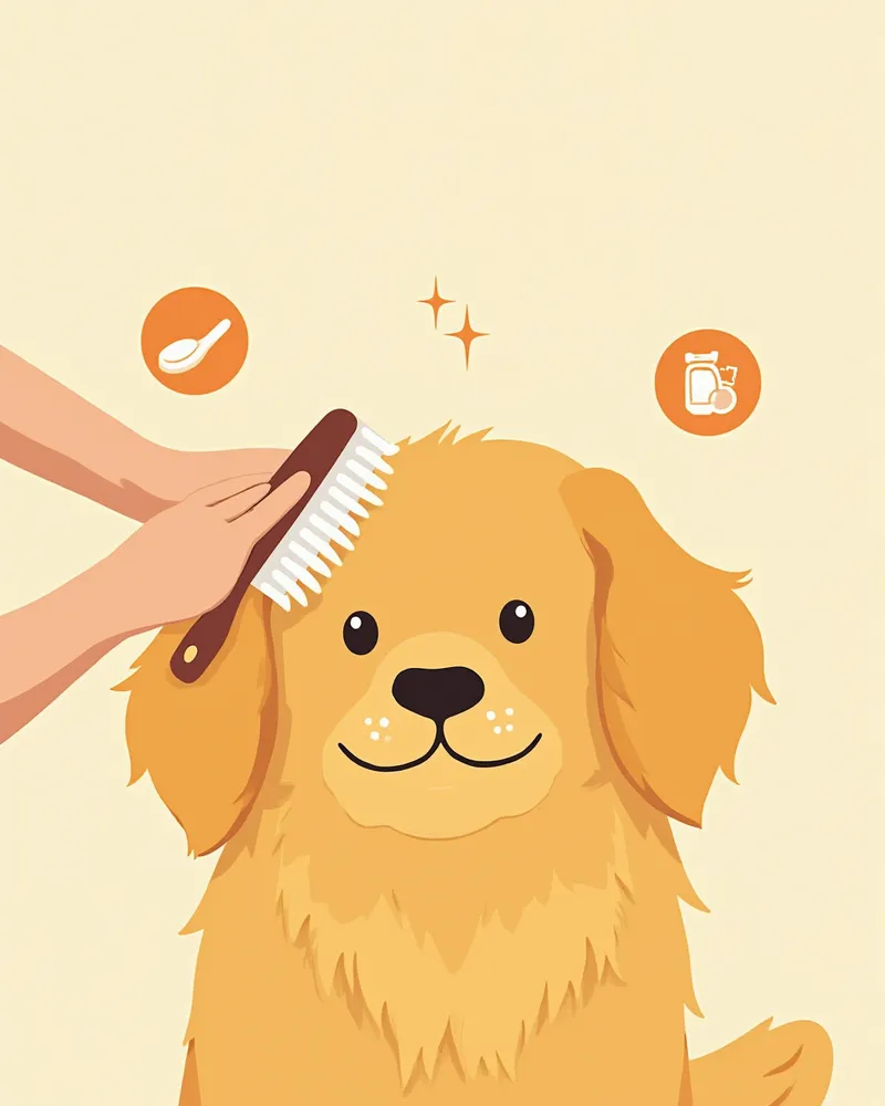 브러싱을 받고 있는 골든 리트리버