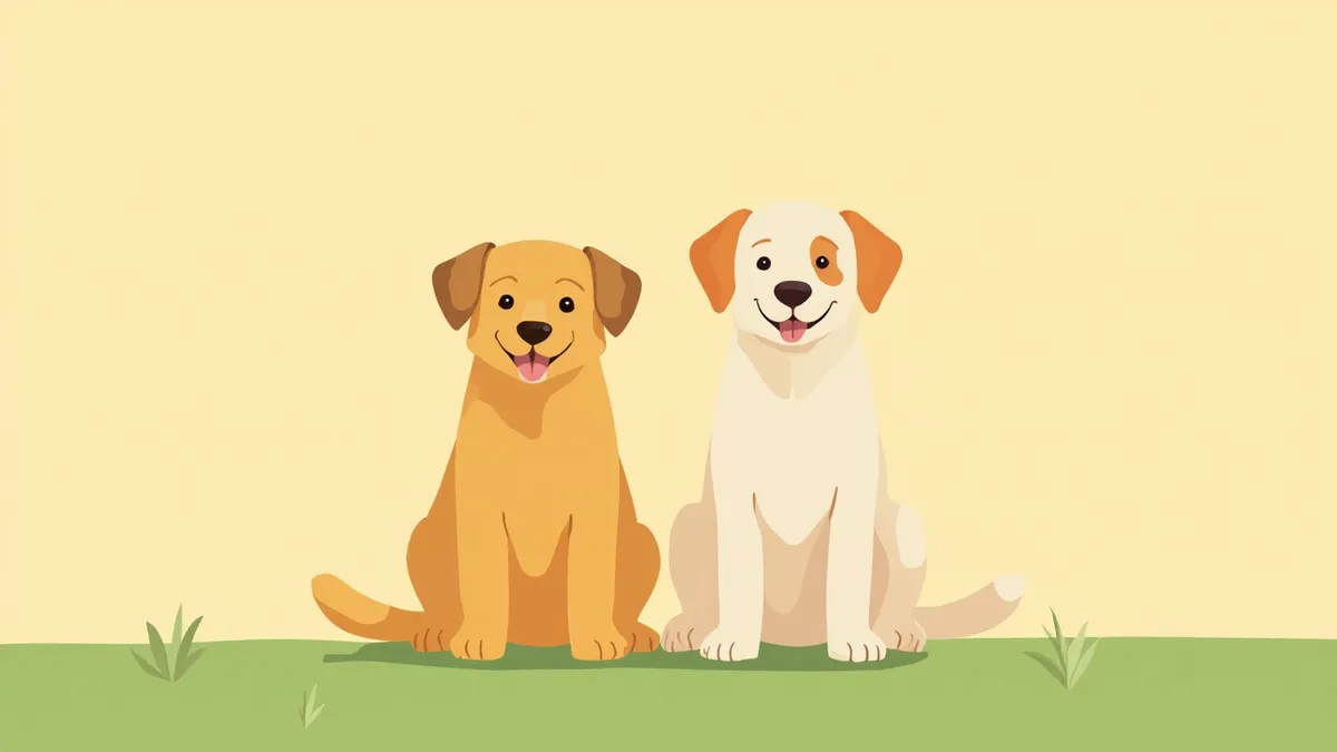 나란히 앉아 비교되는 골든리트리버와 래브라도리트리버