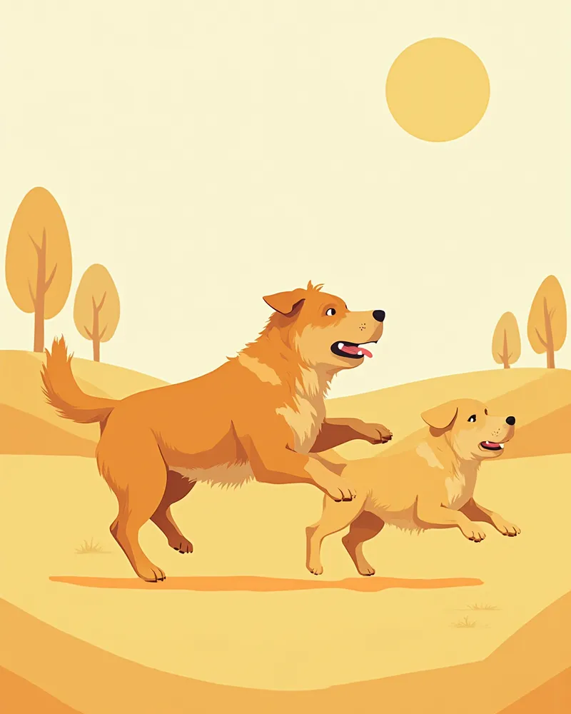 공원에서 함께 뛰노는 골든리트리버와 래브라도리트리버