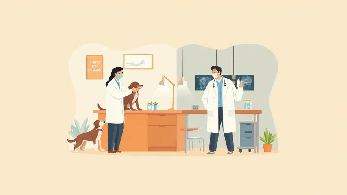 일반의와 전문의의 진료 장면을 나란히 비교한 이미지