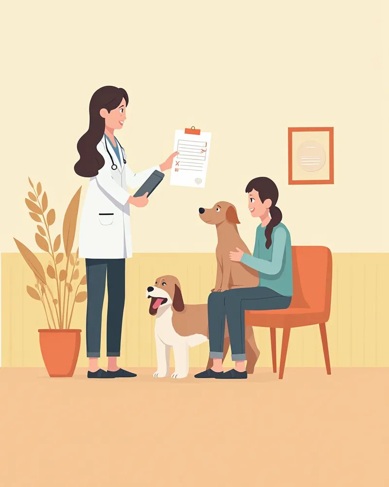 일반의가 보호자에게 전문의 의뢰 과정을 설명하는 모습