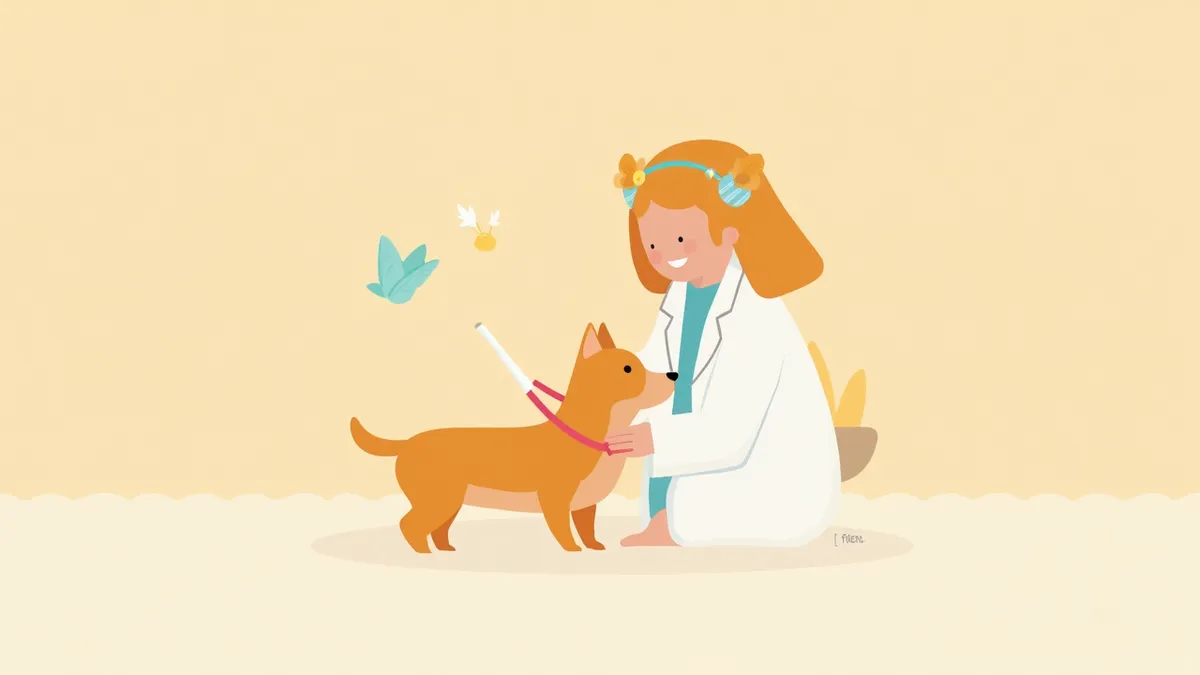 수의사가 강아지의 피부 상태를 진찰하는 모습