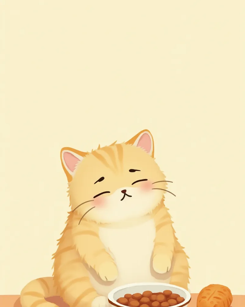 빈 밥그릇 옆에 앉아 있는 쓸쓸한 고양이