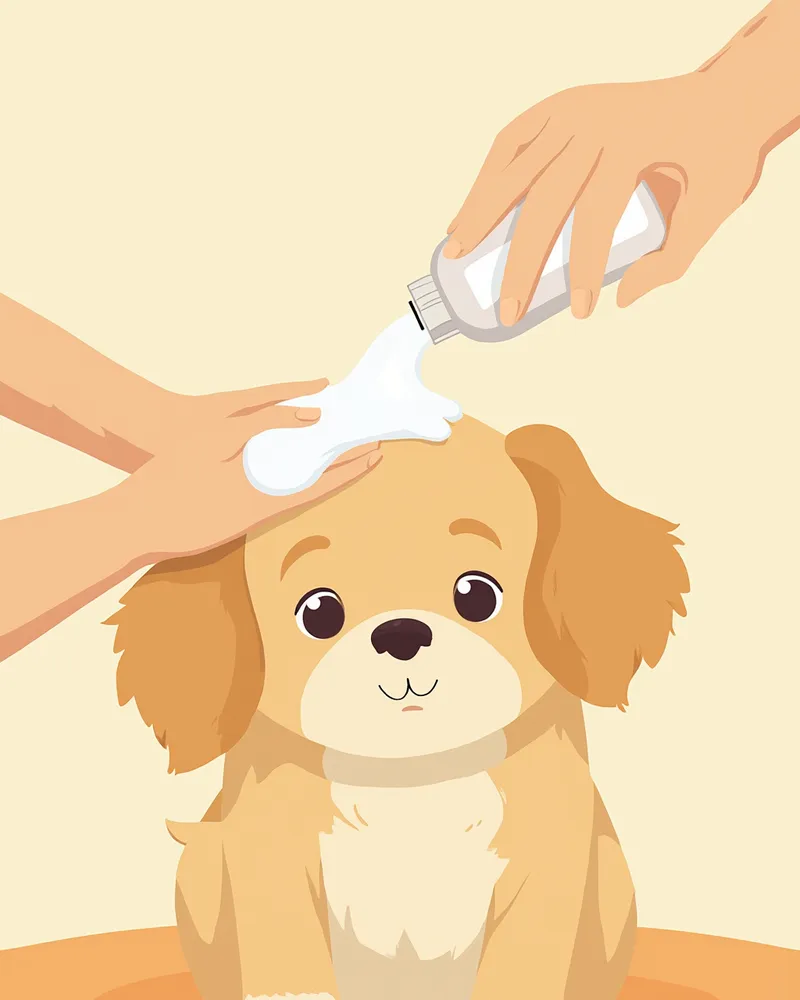 약욕을 받는 노령 강아지