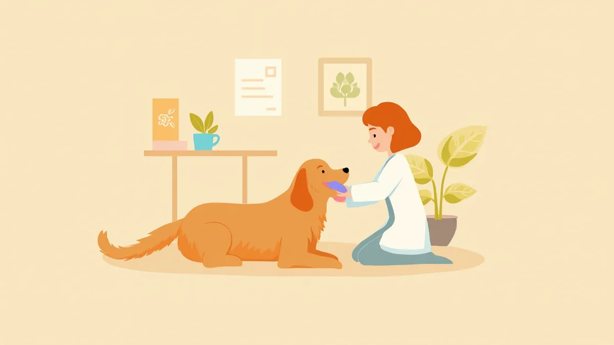 수의사가 강아지의 잇몸 색깔을 확인하는 모습