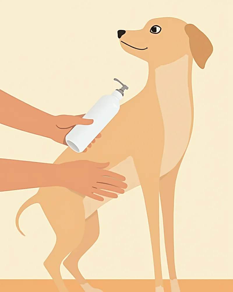 헤어리스 강아지 피부에 보습제를 바르고 있는 모습