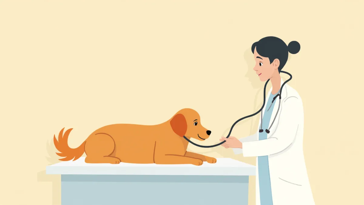 동물병원에서 건강검진을 받고 있는 반려견