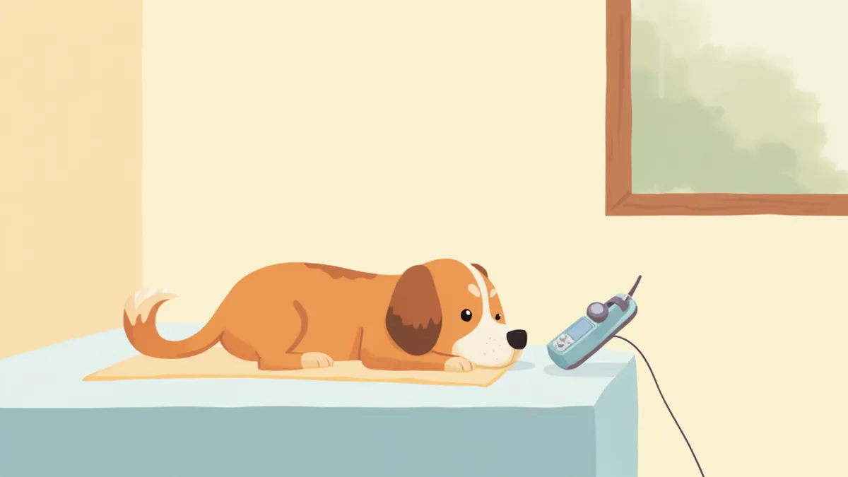 수의사가 강아지의 심장 초음파를 검사하는 모습