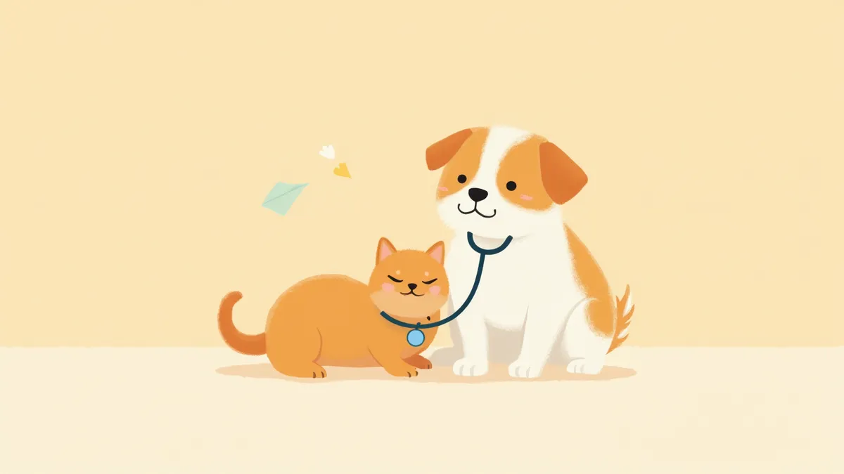 강아지와 고양이 심박수를 측정하는 수의사