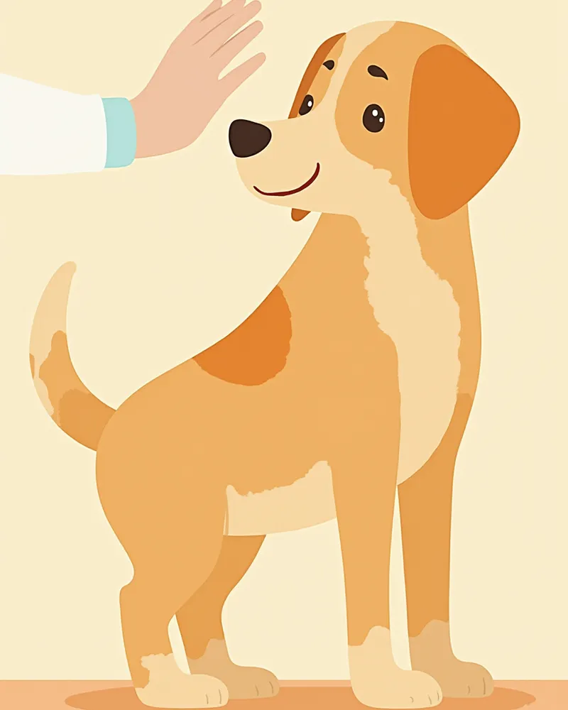 강아지 가슴에 손을 대고 심박수를 재는 모습