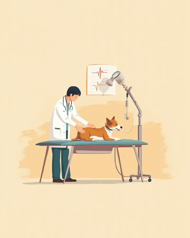 심전도 검사를 받는 강아지