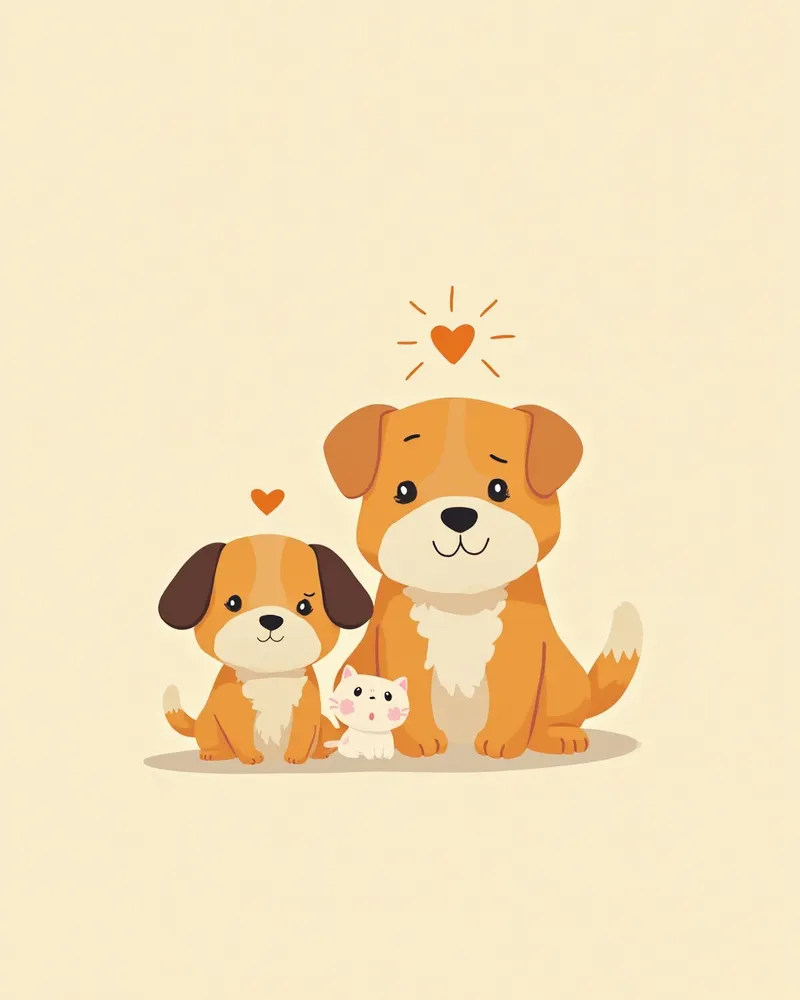 강아지와 노령견, 고양이가 함께 있는 상황별 예방 일러스트