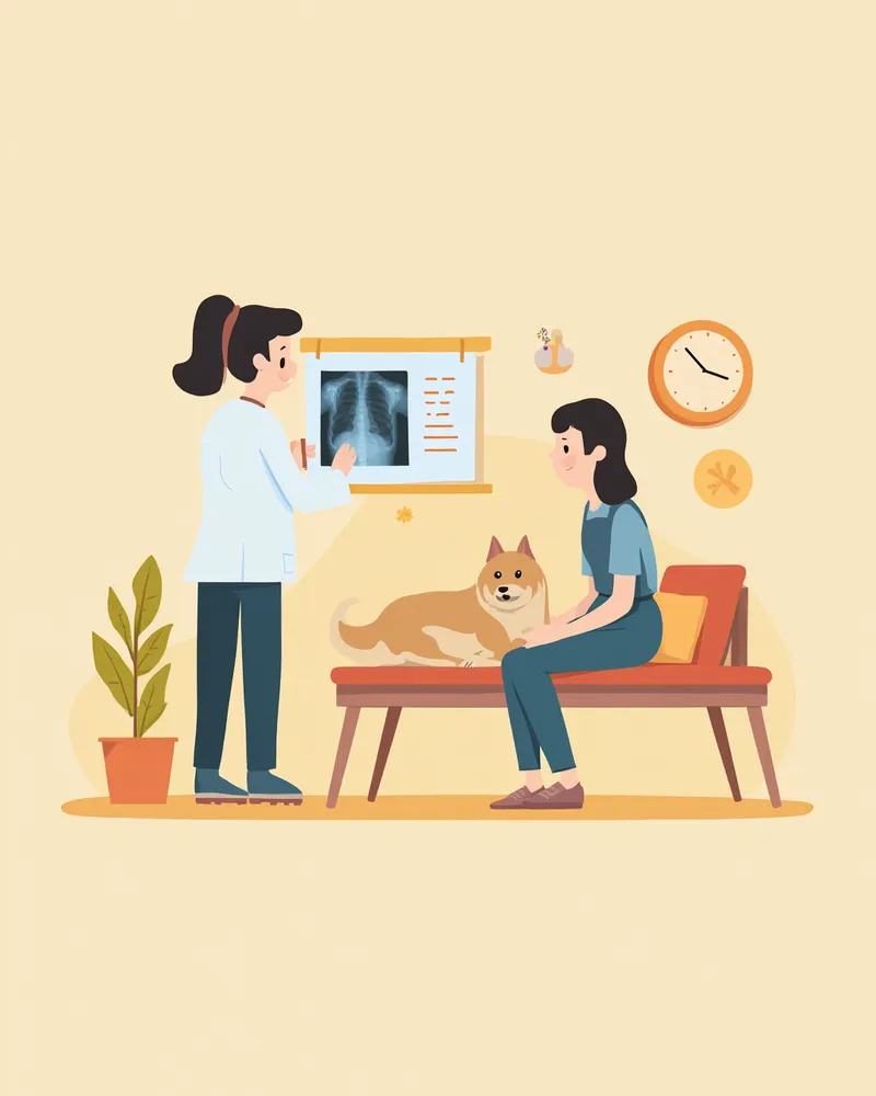 수의사가 보호자에게 심장사상충 치료 계획을 설명하는 모습