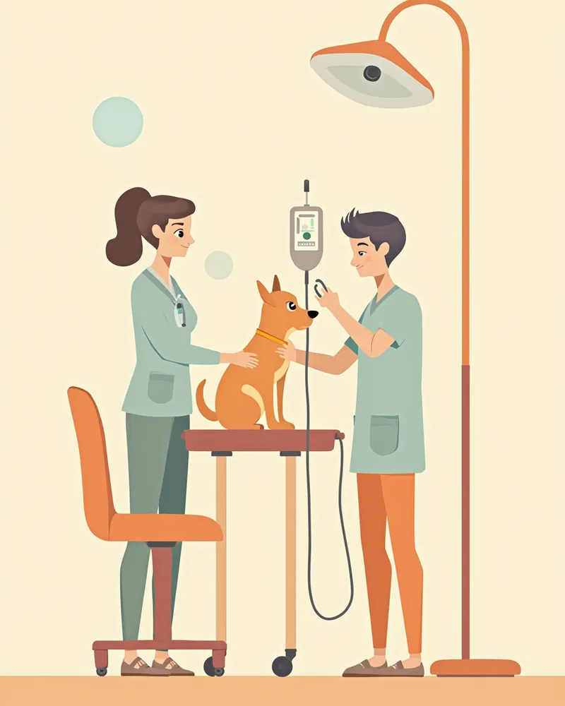 동물병원에서 수액 치료를 받는 강아지