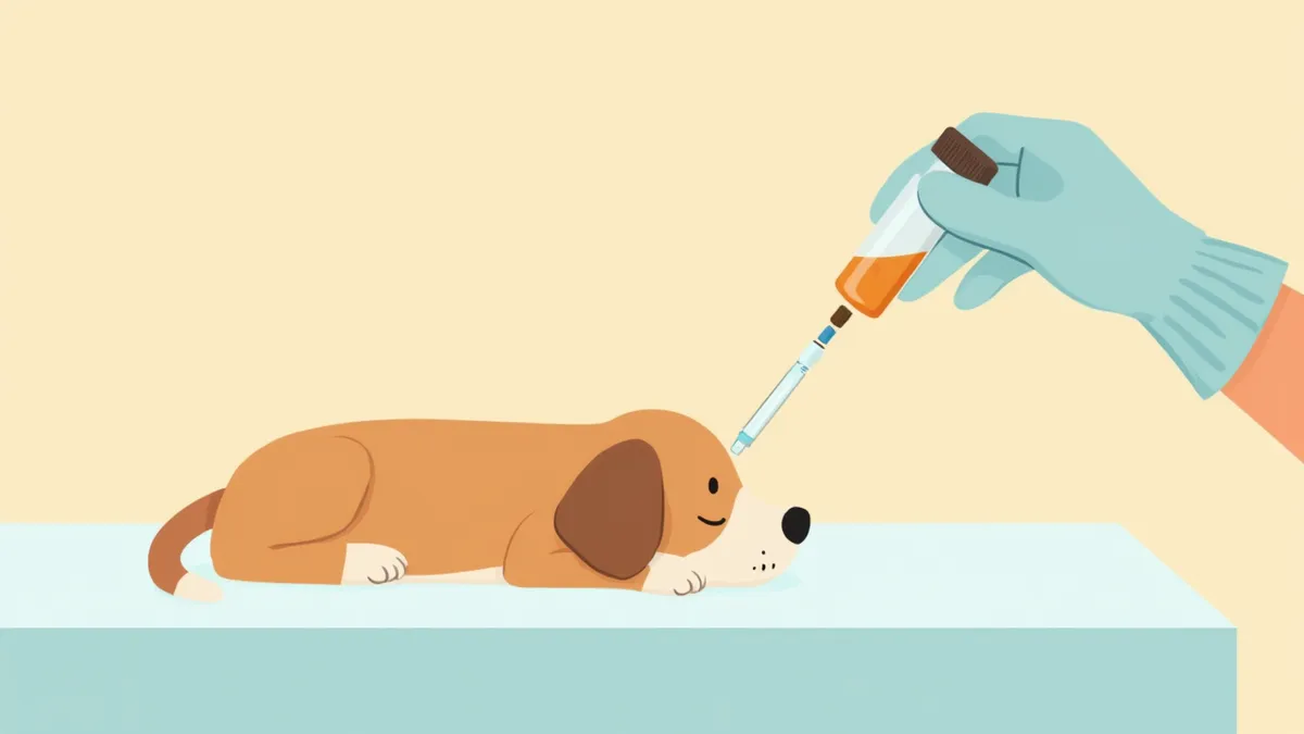 수의사가 헤파린 주사를 준비하는 모습