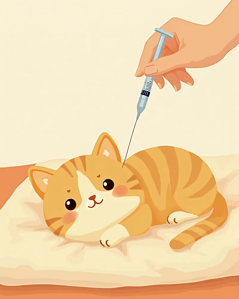 고양이가 피하주사를 받는 모습