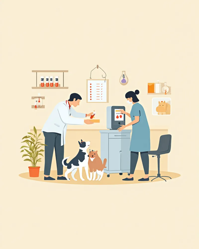 혈액 응고 검사를 진행하는 동물병원 검사실