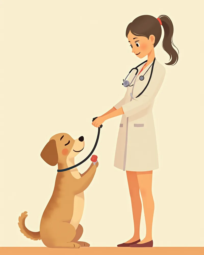 수의사가 강아지 간성 뇌증 진료를 보는 모습