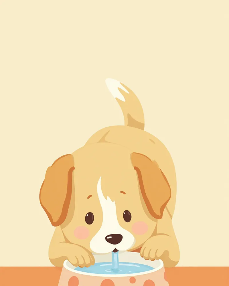 물을 마시고 있는 강아지