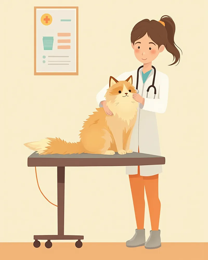 수의사가 히말라얀 고양이를 진료하는 모습