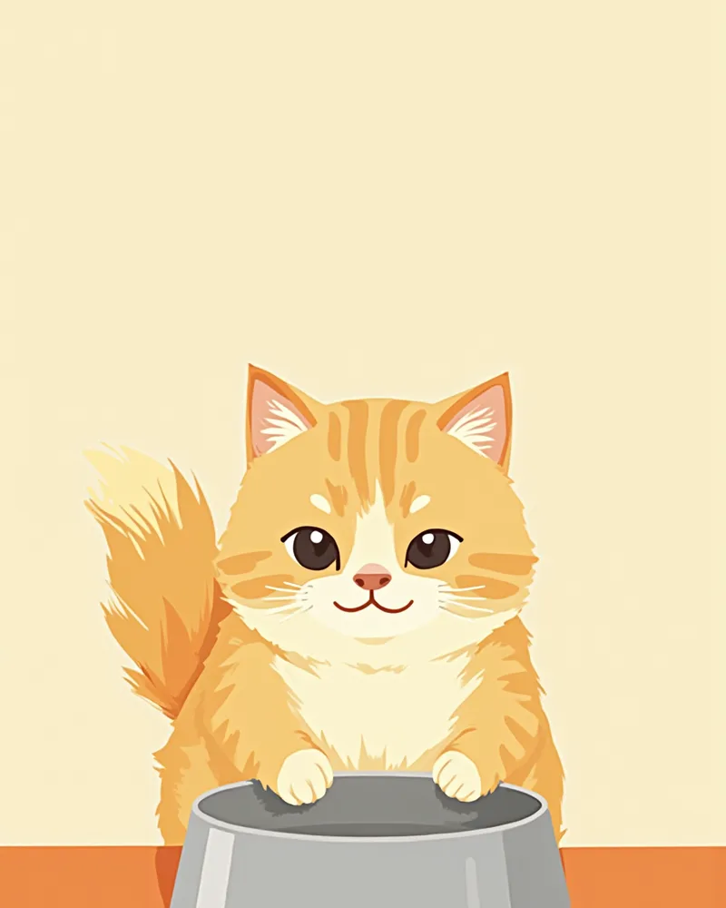 깨끗한 스테인리스 그릇에 담긴 식사를 먹고 있는 건강한 히말라얀 고양이