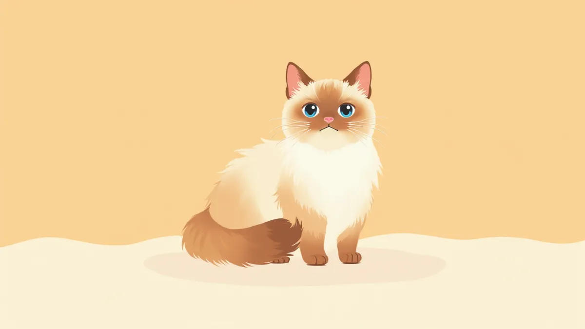 푹신한 담요 위에 앉아 있는 씰포인트 히말라얀 고양이