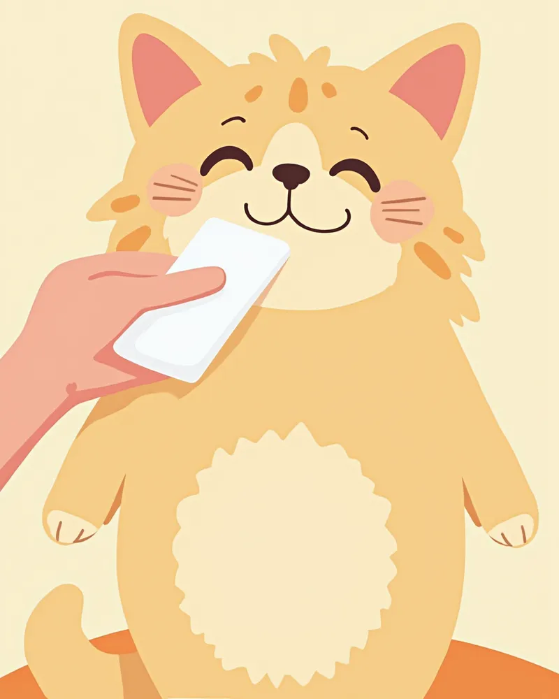 거즈로 눈 밑을 닦아주는 히말라얀 고양이 클로즈업