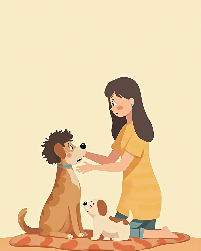 보호자가 강아지 잇몸과 털 상태를 확인하는 모습