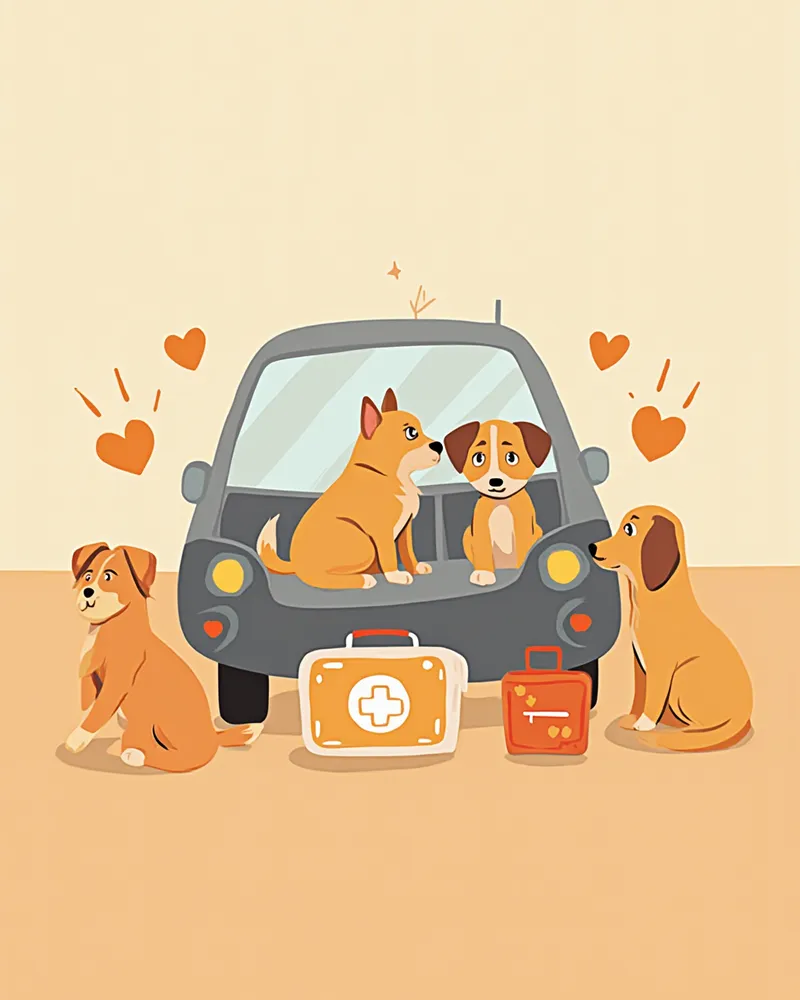 차량에 보관된 휴대용 반려동물 응급 키트