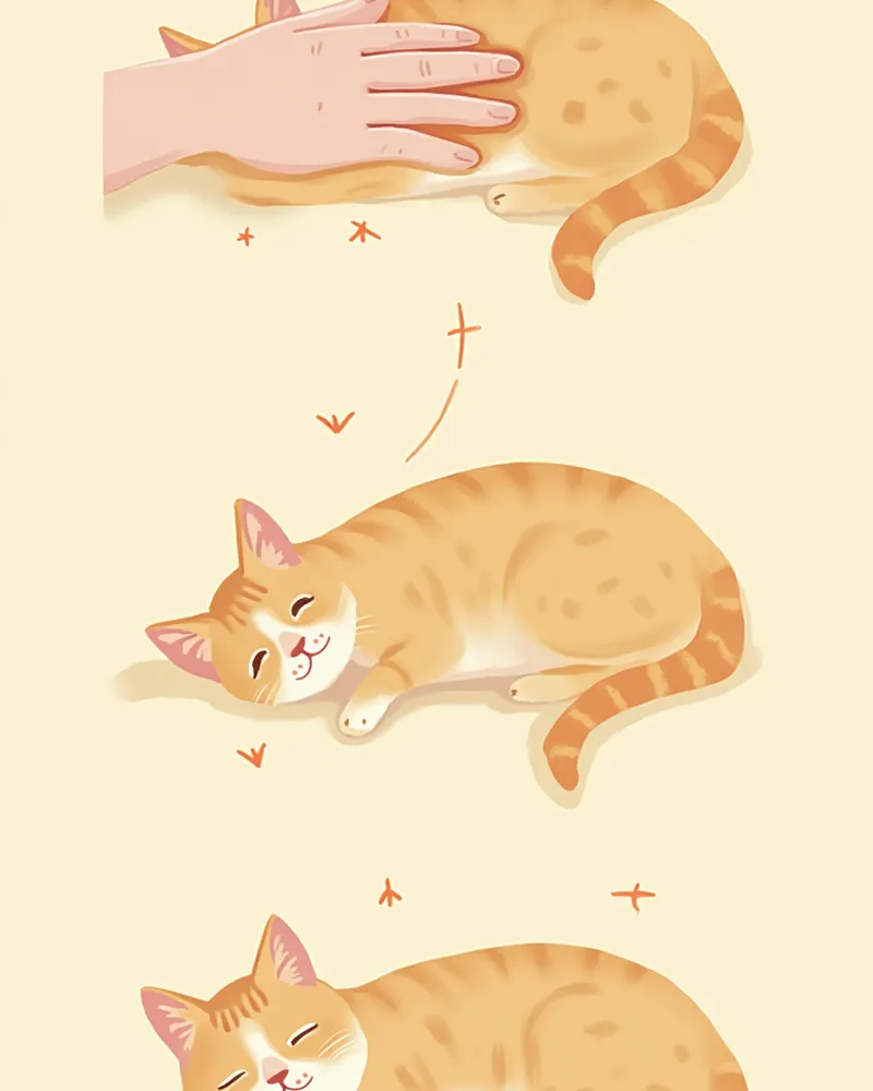 고양이 가슴에서 맥박을 찾는 손의 위치를 보여주는 그림