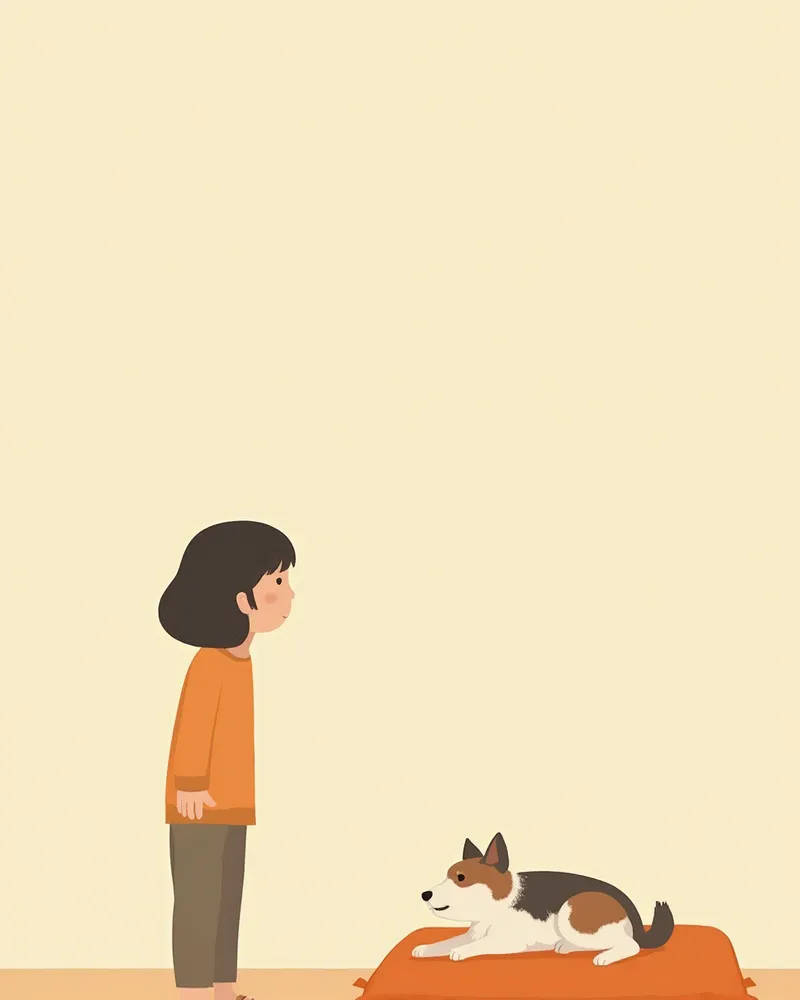 노령견의 상태를 걱정스럽게 지켜보는 보호자